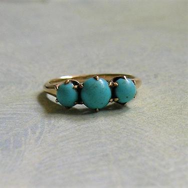 Antique Victorian 14K Gold and Turquoise Ring, Old Victorian 14K Ring With Turquoise, Size 5 (#3863) 