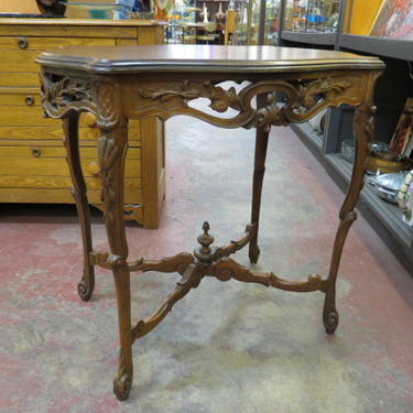 Antique French style carved walnut side table