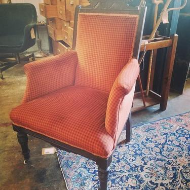                   Plaid Eastlake Arm Chair. $250