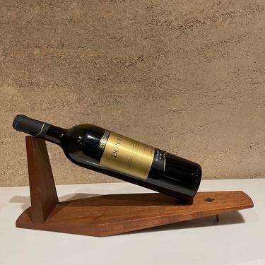 Artful Modernist Exotic Wood Wine Bottle Cradle Holder Studio Piece 1960s California 