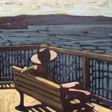 Woman on Dock #6  |  Original Acrylic Painting on Canvas 12