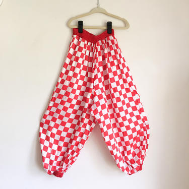 Vintage 1960s Child's Red &amp; White Checker Costume Balloon Pants / 8-10x 
