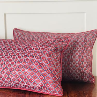 Pillow, Blue and Red Embroidered