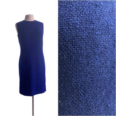 Vintage 60s midnight blue Pendleton wool shift dress/ 100% virgin wool mod dress 