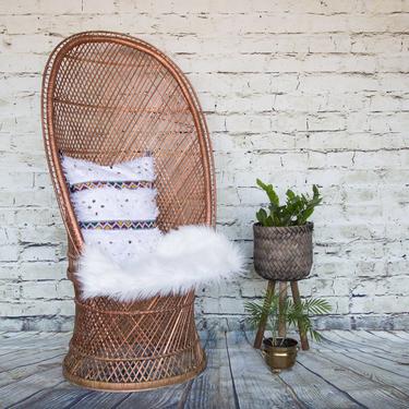 SHIPPING NOT FREE! Vintage Peacock Rattan Fan Chair/ Barrel Wicker Chair (painted copper) 