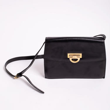Vintage CÉLINE Black Leather Envelope Crossbody Bag Minimal Triomphe 1990s Monogram Logo Celine Gold Tote Shoulder Macadam 
