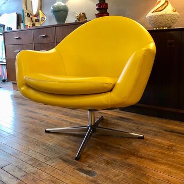 Overman Pod Swivel Chair in Canary Yellow 1970’s