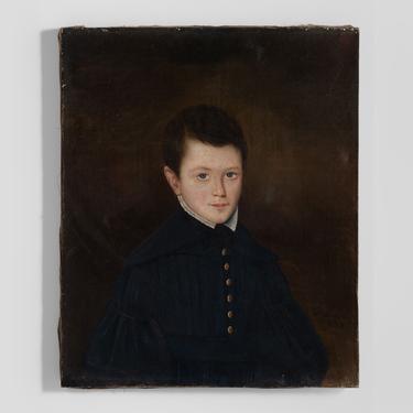 Oil Painting of a Youth in a Blue Jacket