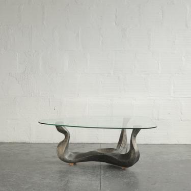 Sculptural Metal and Glass Coffee Table