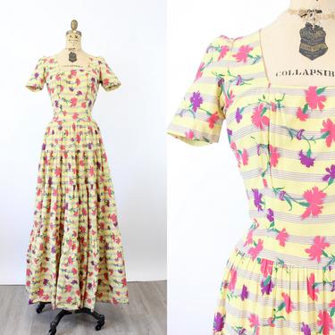 1940s CARNATION print cotton gown dress small | new spring 