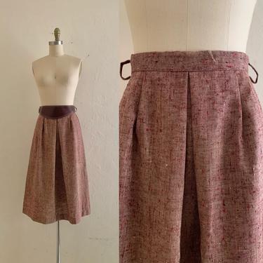 vintage 70's tweed brown skirt //  high waist winter skirt 