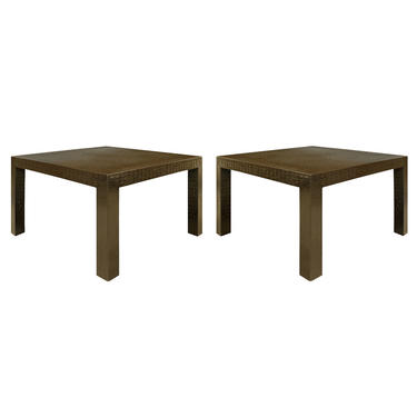 Karl Springer Parsons Style End Tables In Embossed Crocodile Leather 1970s