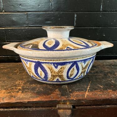 Stoneware Casserole Dish Pottery Craft #503 Blue Grey/Brown. 