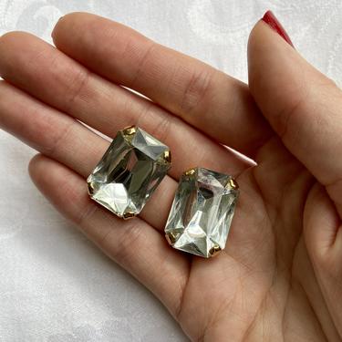 Massive Vintage Diamond Crystal Stud Earrings