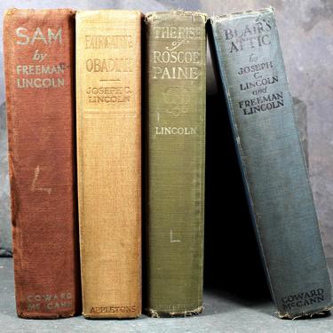 Set of 4 Antique Novels by Joseph C. Lincoln and Freeman Lincoln for Your Library or Decor dating from 1912-1931 | FREE SHIPPING 
