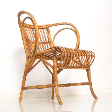 Mid Century Modern by R. Wengler, Wicker Patio Lounge Chair, Denmark 1960s 