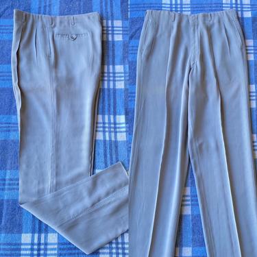 Vintage 1940s Slacks 40s Pleated Trousers Hollywood Waist Top Stitched 