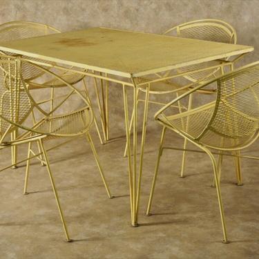 Salterini dining table and four chairs, yellow  (#1552)