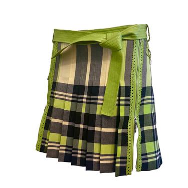 Dior Green Plaid Pleated Skirt