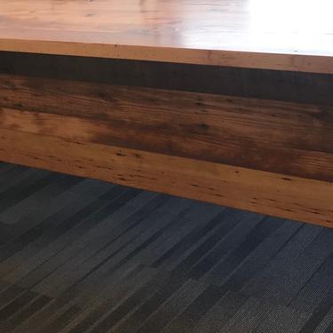 Reclaimed wood desk with modesty panel. Desk with wall. Desk with privacy. Executive desk. Office Desk. Stand alone. Rustic. Computer desk. 