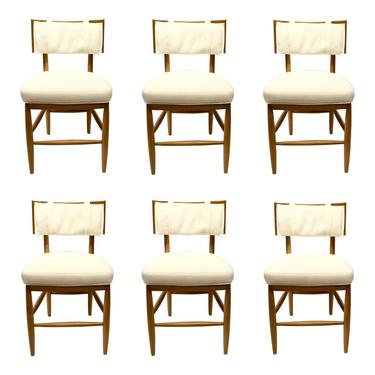 Scandinavian Modern Jo Sampson for Drexel Heritage Button Up Dining Chairs Set of Six