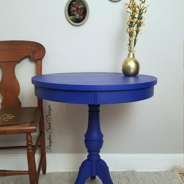 Cobalt Blue Drum Table