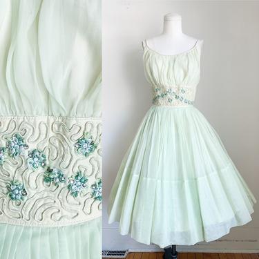 Vintage 1950s Mint Green Prom Dress / S/M 