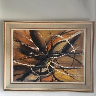 Mid Century Abstract Painting Vintage Original Art  Framed Oil Painting by PursuingVintage1