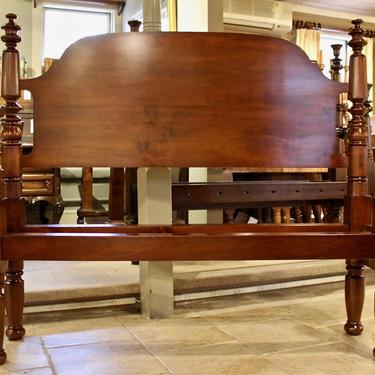 Spindle Top High-Low Style Bed in Maple, Original Posts Circa 1830, Resized to Queen