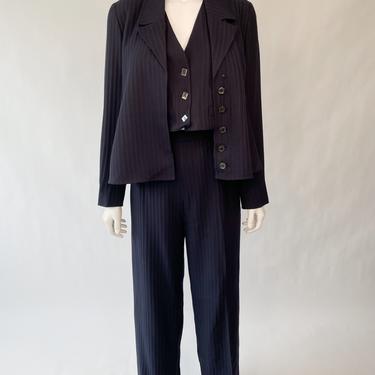 Karl Lagerfeld Pinstriped 3-Piece Wool Suit