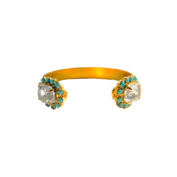 The Pink Reef crystal and turquoise cuff