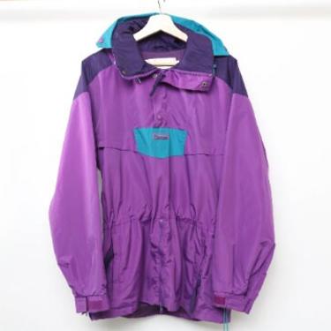 vintage COLUMBIA brand purple & teal vintage 1990s ski snowboard jacket coat -- size medium men's 