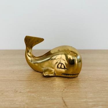 Vintage Small Brass Whale 