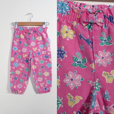 Vintage 80s/90s Girls Healthtex Doodle Print Cotton Pants Size 3T 