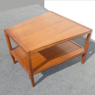 Vintage Danish Modern Style Two Tier Wood End Table Coffee Table Lane Style 