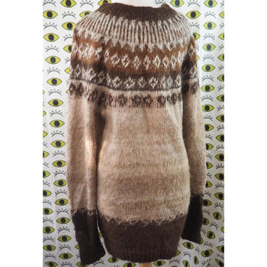 Alpaca Long Fiber Wool Sweater, Vintage 70s Sweater 