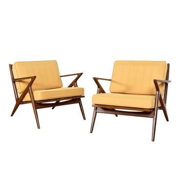 Double Z — Fabulous Pair Danish Easy Chairs in Golden Yellow
