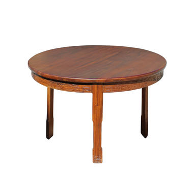 Chinese Oriental Large Brown Round 3 Legs Pedestal Dining Table cs4252E 
