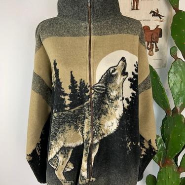 Vintage Howling Wolf Fleece Jacket Men’s XL-XXL 
