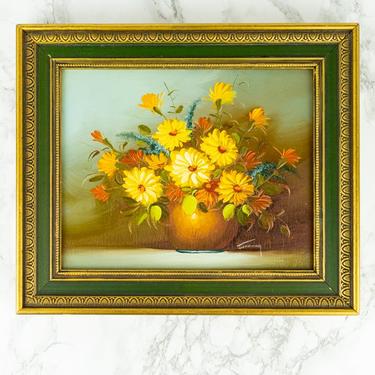 Vintage Framed Floral Painting - Horizontal