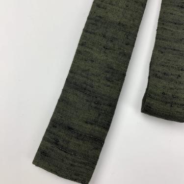 Early 1960's MOD Square End Tie - WEMBLEY LABEL - Olive Green Nubby Rayon - - Super Skinny 