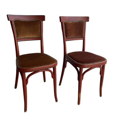 Pair of Red Thonet Style Side Chairs