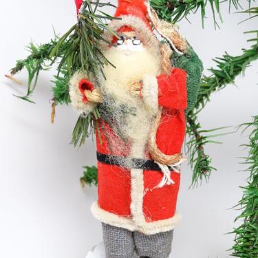 Vintage Santa Christmas Ornament, Hand Painted Face, Cotton Beard, Chenille  Hands & Composite Boots 