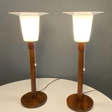 Swedish Modern Rosewood Table Lamps by Uno & Östen Kristiansson, 1960s, Set of 2