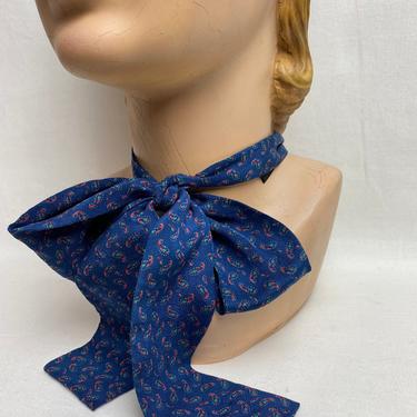 Vintage 100% silk paisley print~ blue & green ~ women’s neck tie/ pussycat bow accessory~ long thin versatile scarf~ 1970’s 