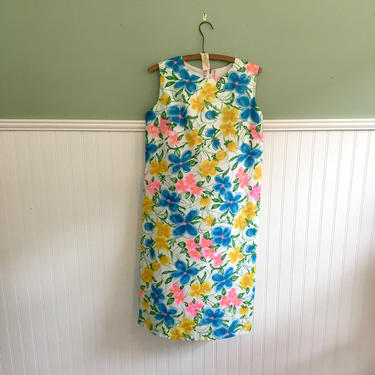 Miami Originals sleeveless A-line shift - size small - 1960s floral vintage dress 