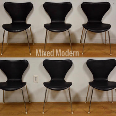 Black Leather and Chrome Dining Chairs - Set of 6 