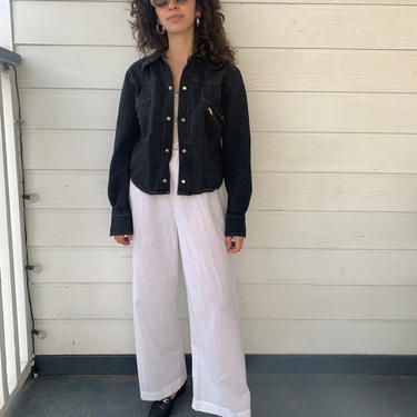 70s faded black pearl snap jacket 