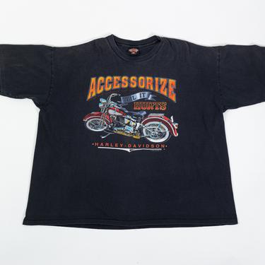 90s Harley Davidson &amp;quot;Accessorize Til It Hurts&amp;quot; T Shirt - Men's XXL | Vintage Black A.D. Farrow Columbus Motorcycle Graphic Biker Tee 
