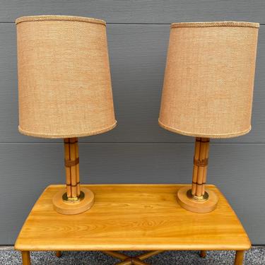 Set of 2 Mid Century Bamboo Lamps 